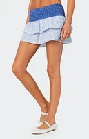 Edikted Double Gingham Ruffled Mini Skirt