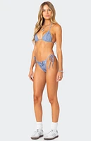 Edikted Denim Printed Triangle Bikini Top