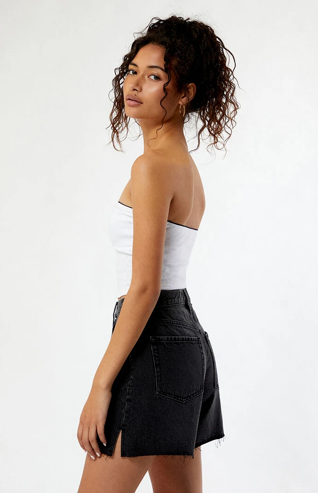 PacSun Eco Black High Waisted Raw Hem Relaxed Jorts