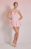 Beverly and Beck Emery Striped Tie Front Mini Dress