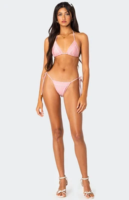 Edikted Contrast Polka Dot String Bikini Bottom