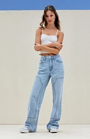 PacSun Light Indigo Panel High Waisted Girlfriend Jeans