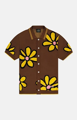 WeSC America Inc Brown Daisy Short Sleeve Polo Cardigan
