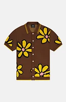 WeSC America Inc Brown Daisy Short Sleeve Polo Cardigan