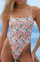 Aloe Tropical Reversible Square Neck One Piece Swimsuit