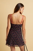 Beverly and Beck Lace Trim Cherry Slip Dress