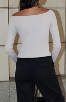 John Galt Cream Mayson Off-The-Shoulder Long Sleeve Top