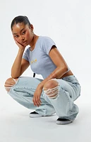 Pacsun Eco Light Indigo Ripped Parker Extreme Baggy Jeans
