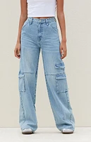 PacSun Light Indigo Mid Rise Baggy Cargo Jeans