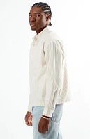 PacSun Tan Drew Striped Long Sleeve Button Down Shirt