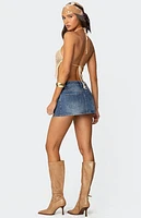 Edikted Anne Zip Up Denim Mini Skirt