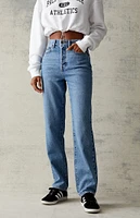 Medium Blue High Waisted Straight Leg Jeans