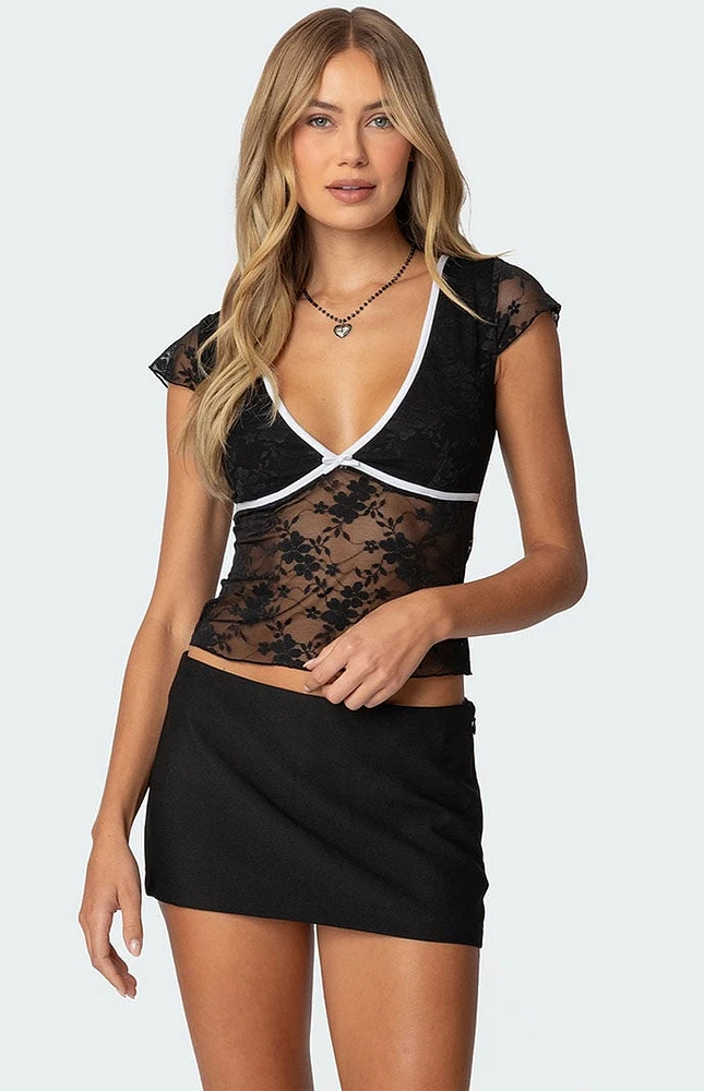 Edikted Avi Sheer Lace Top