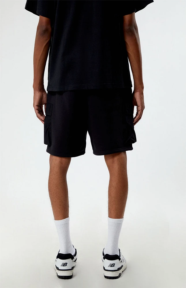 Fleece Black Cargo Shorts