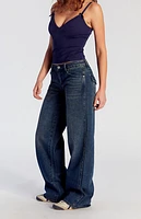 Pacsun Casey Button Pocket Low Rise Baggy Jeans Dark Indigo