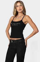 Edikted Fall Love Rhinestone Tank Top