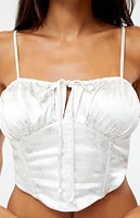 LA Hearts Tie Front Satin Corset Top