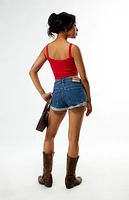 Budweiser By Pacsun Low Rise Roll Cuff Denim Micro Shorts