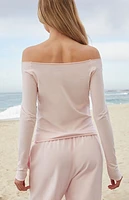 John Galt Pink Bonnie Off-The-Shoulder Top