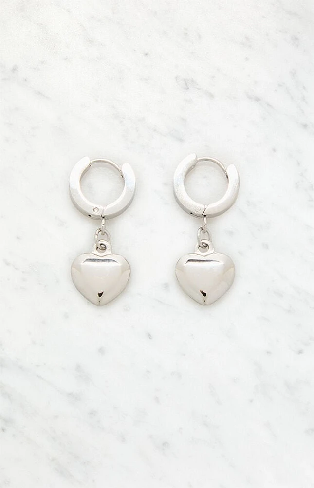 LA Hearts 14K Silver Gold Plated Heart Drop Earrings