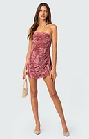 Edikted Crushed Velvet Drawstring Mini Dress