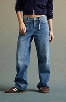 RARE DNM EDIT Medium Indigo Chain Low Rise Straight Leg Jeans