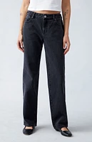 Eco Black Low Rise Straight Leg Jeans