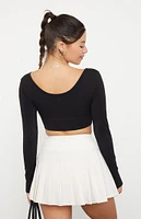 PAC 1980 Active Front Cinched Long Sleeve Crop Top