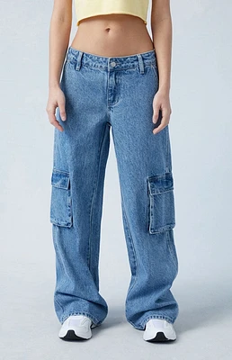 PacSun Eco Medium Indigo Low Rise Baggy Cargo Jeans