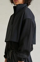 Kids Fear of God Essentials Black Nylon Fleece Mock Neck Sweatshirt