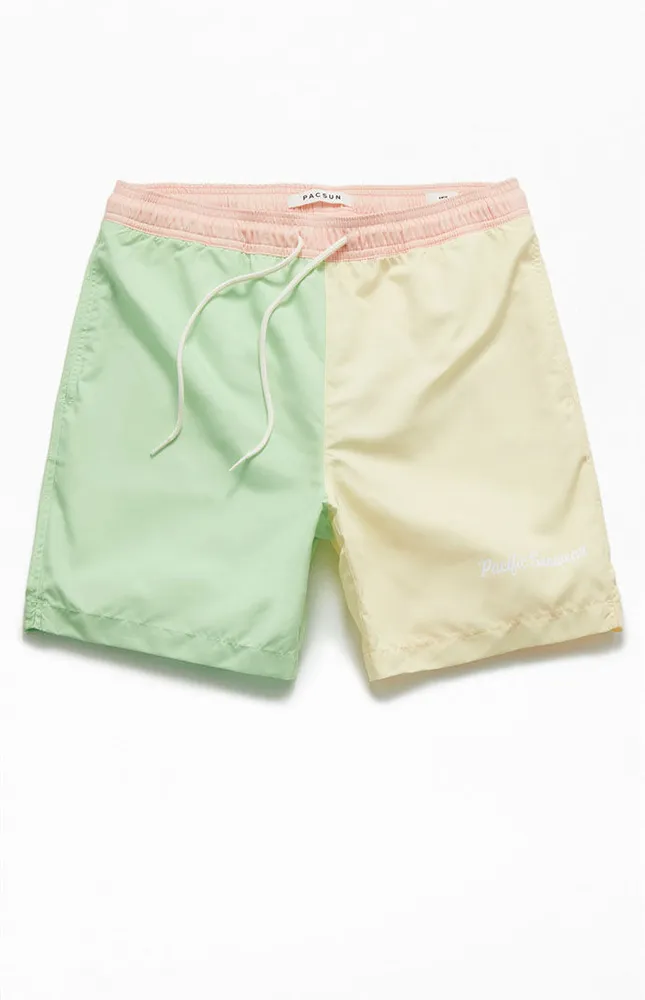 PacSun Mint Colorblock 6.5" Swim Trunks