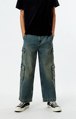 Pacsun Kids Tinted Indigo Baggy Cargo Jeans