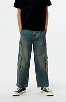 Pacsun Kids Tinted Indigo Baggy Cargo Jeans