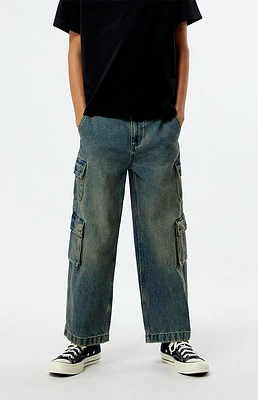 PacSun Kids Tinted Indigo Baggy Cargo Jeans