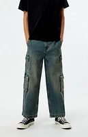 PacSun Kids Tinted Indigo Baggy Cargo Jeans