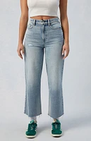 PacSun Eco Medium Indigo Ripped Nora Cropped Wide Leg Jeans