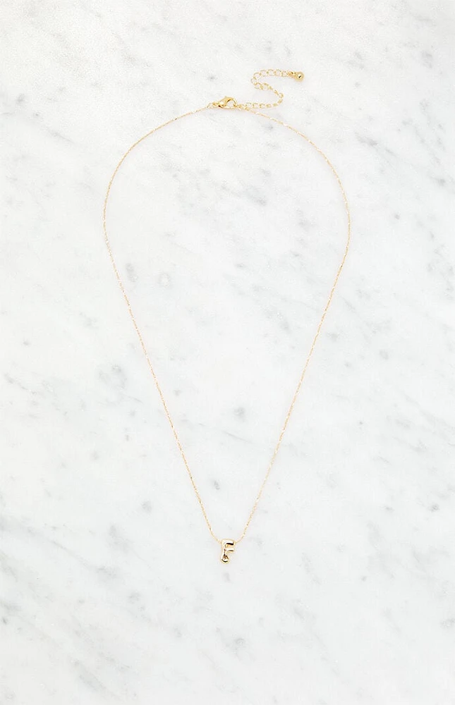 LA Hearts F Initial 14K Gold Plated Necklace