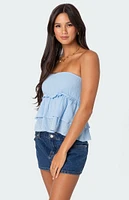 Edikted Linen Look Strapless Peplum Top