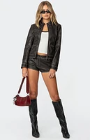 Edikted Blaise Faux Leather Micro Shorts