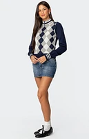 Edikted Madisen Argyle Knit Cardigan