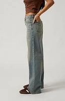 Pacsun Casey Whisker Low Rise Baggy Jeans Light Indigo