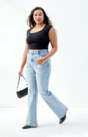 PacSun Stretch Indigo Curve High Waisted Bootcut Jeans