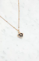 LA Hearts Black Rhinestone Heart Necklace