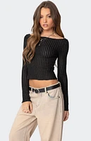 Edikted Textured Sheer Boat Neck Top