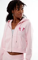 True Religion x Playboy Crystal Shrunken Zip Up Hoodie