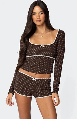 Edikted Juliana Polka Dot Ribbed Top