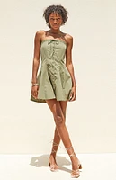 Beverly and Beck Strapless Button Front Mini Dress