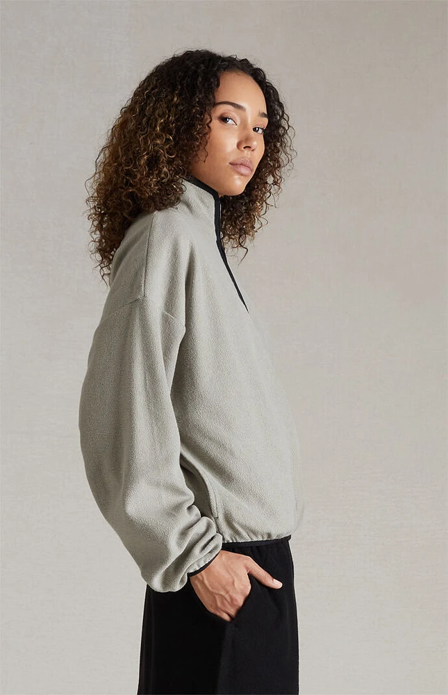 Fear of God Essentials Women's Seal Reverse Fleece Half Zip Mock Neck Sweatshirt