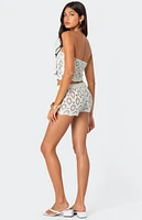 Edikted Peach Open Crochet Shorts