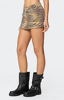 Edikted Tiger Printed Denim Mini Skort